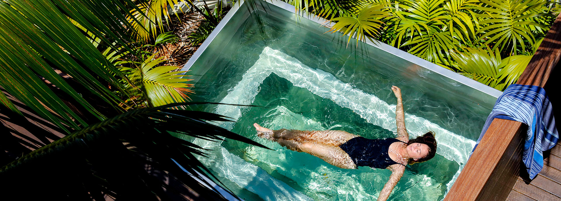 Relax as you float in your private plunge pool at Capella Lodge