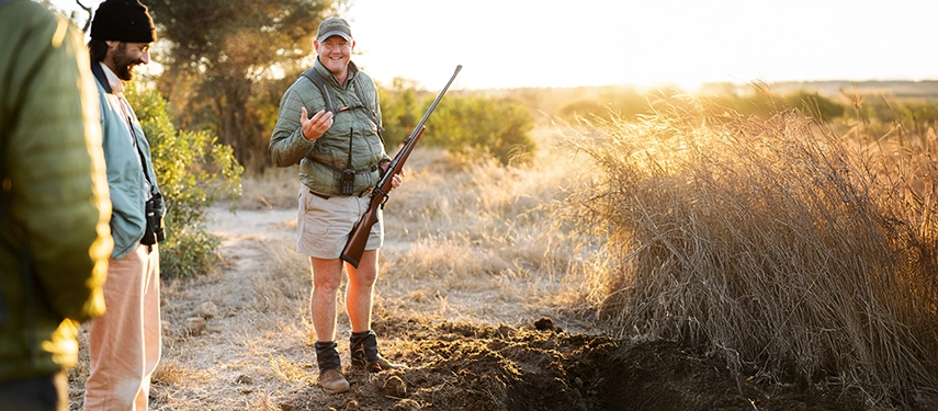 A guided walking safari near Simbavati Camp George offers close-up insight into tracks, ecology, and the smaller details of the bush.