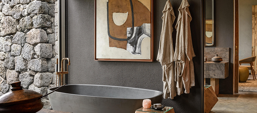 Opulent bathroom at a private lodge in Rwanda