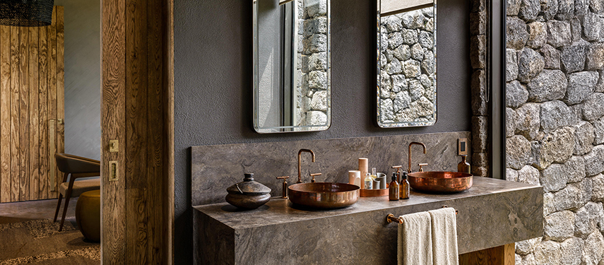 Opulent bathroom at a private lodge in Rwanda