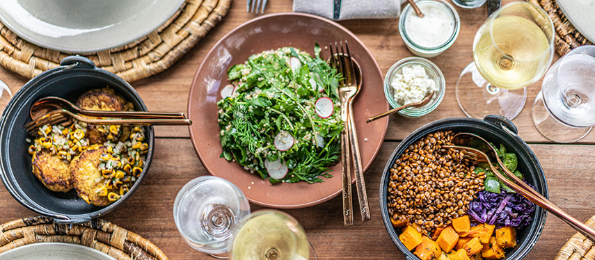 A delicious spread of locally-harvested food inspired by Rwandan cuisine