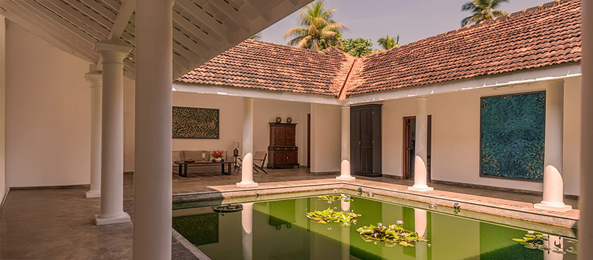 Ornamental pool on a sunny day in Sri Lanka