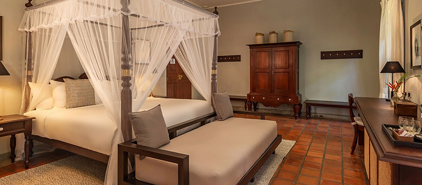 Colonial-style suite at Uga Riva hotel in Negombo, near Colombo, Sri Lanka