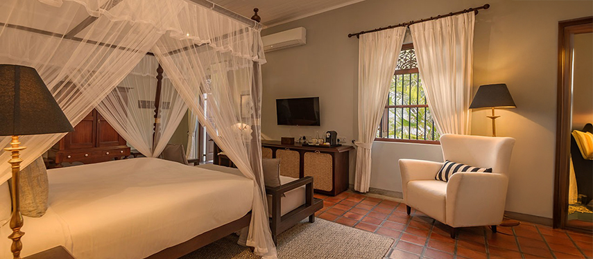 Colonial-style suite at Uga Riva hotel in Negombo, near Colombo, Sri Lanka