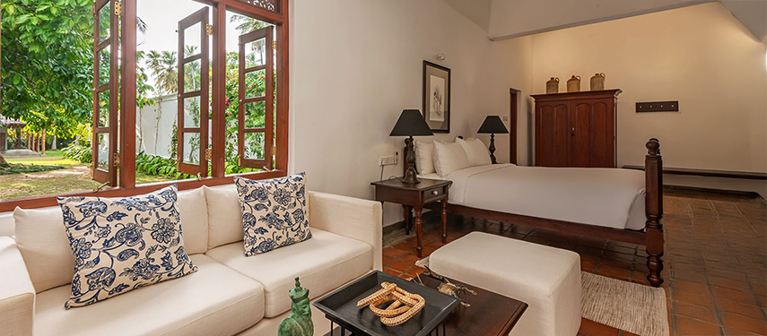 Colonial-style suite at Uga Riva hotel in Negombo, near Colombo, Sri Lanka