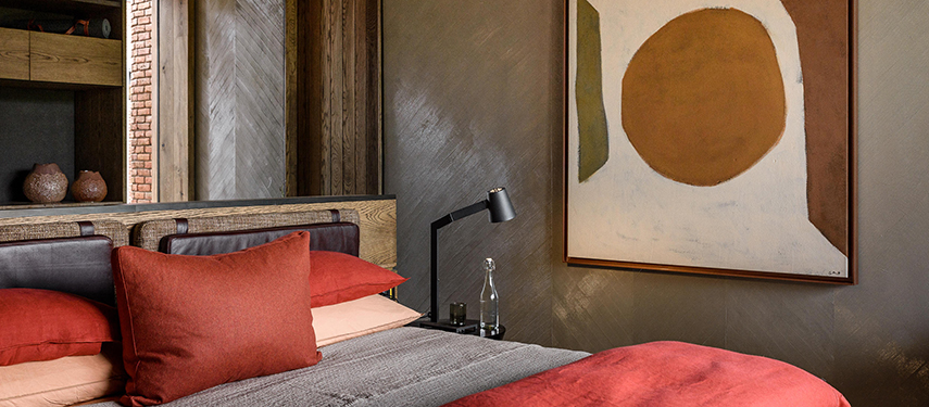 Chic, contemporary interior of suite at Kataza House, Rwanda