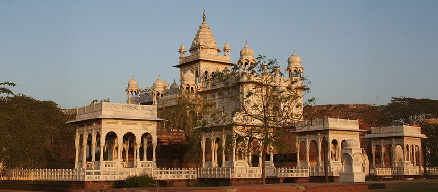 The marble architecture of Jaswant Thada, a landmark near The Stepwell House.